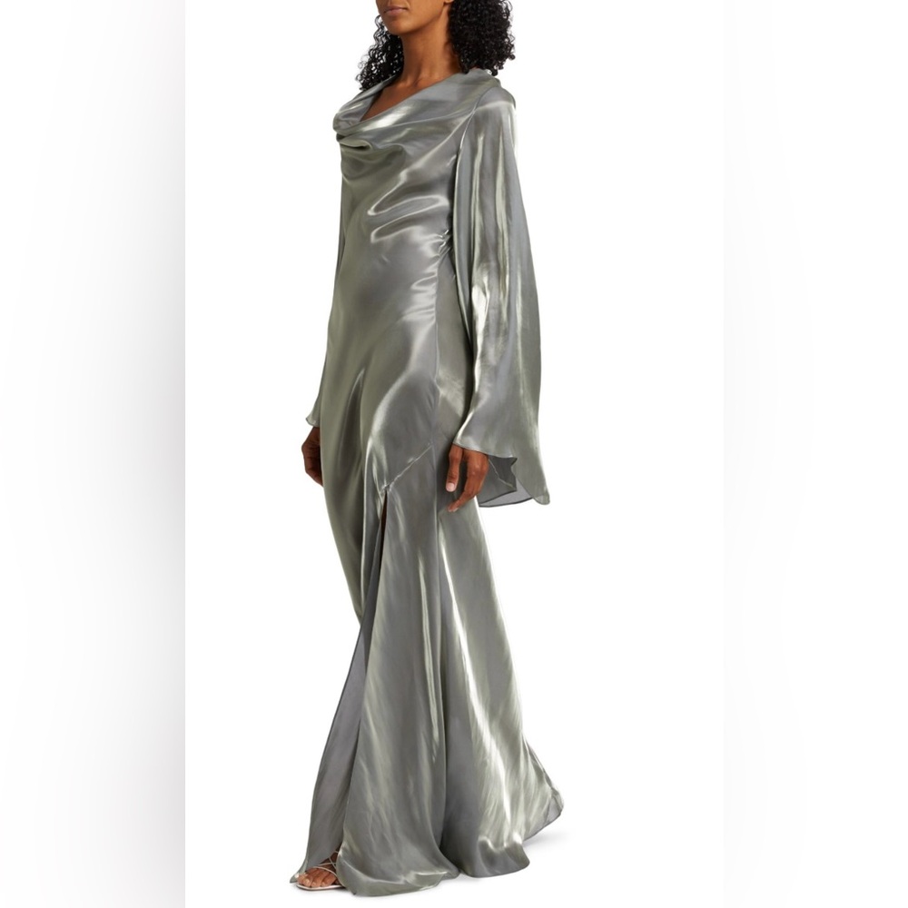 LAPOINTE Metallic Organza Cowl Neck Gown size 12